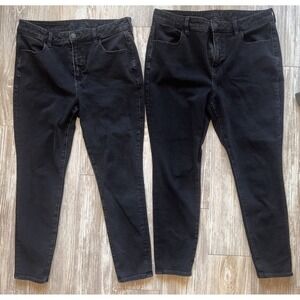 Lot 2 American Eagle Women's Jeans Size 14 Short High-Rise Jeggings Black